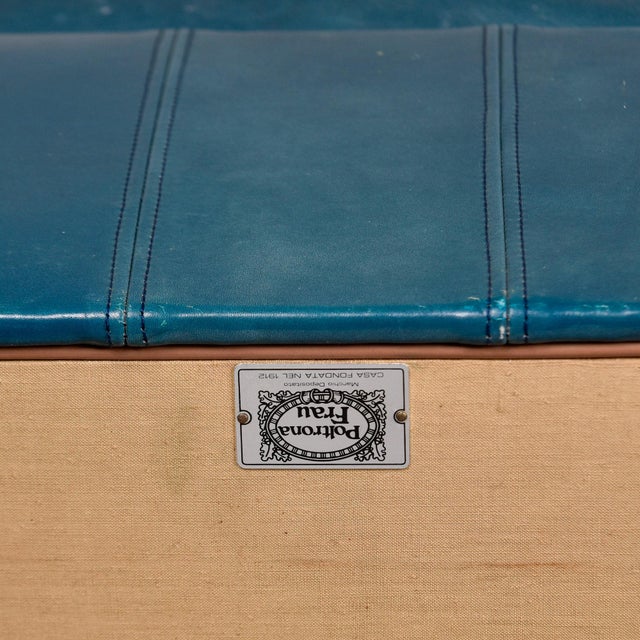 Vintage Poltrona Frau Teal Leather Chairs - Pair For Sale In Detroit - Image 6 of 12