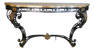 Large Wrought Iron Console Table, 1940s