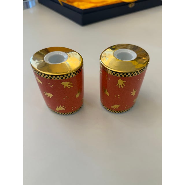 Late 20th Century Bulgari Rosenthal Porcelain Candleholders Mani Al Vento Collection Late 20th Century a Pair For Sale - Image 5 of 8