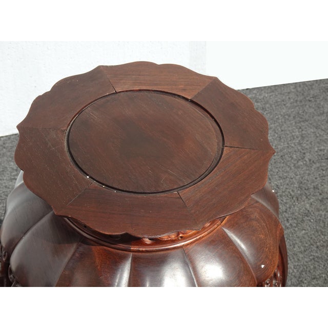 Vintage 20th Century Chinese Carved Wooden Side Table Plant Stand For Sale - Image 9 of 15
