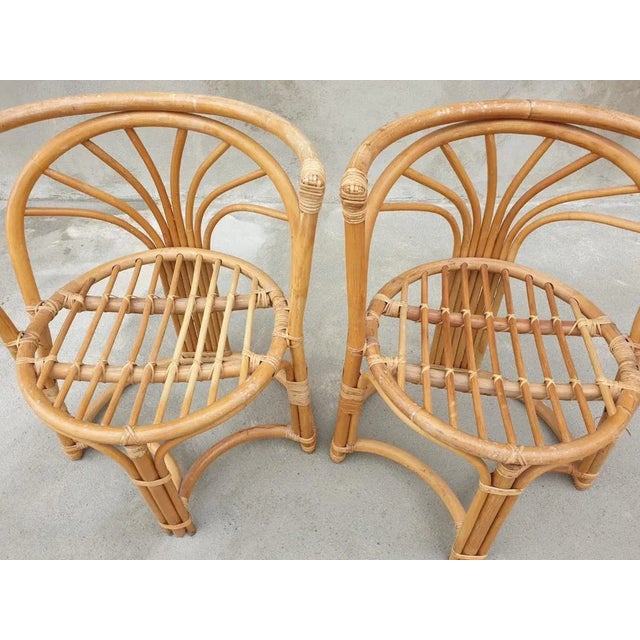 Italian Bamboo Chairs, 1960s, Set of 3 For Sale - Image 4 of 11