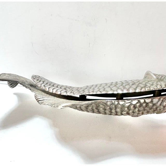 Metal Vintage Silver-Plated Fish Menu Holder or Stand For Sale - Image 7 of 12
