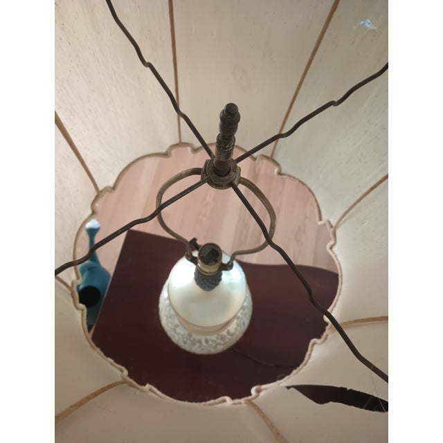 Vintage Hollywood Regency/Neo-Classical Iridescent Glass and Brass Table Lamp For Sale - Image 18 of 18