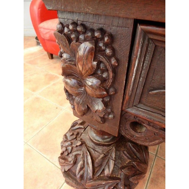 18th Century Carved Georgian Country Oak Library Table, 1780 For Sale - Image 11 of 14