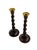 English Antique English Oak Barley Twist Candlesticks With Brass Bobeches For Sale - Image 3 of 6