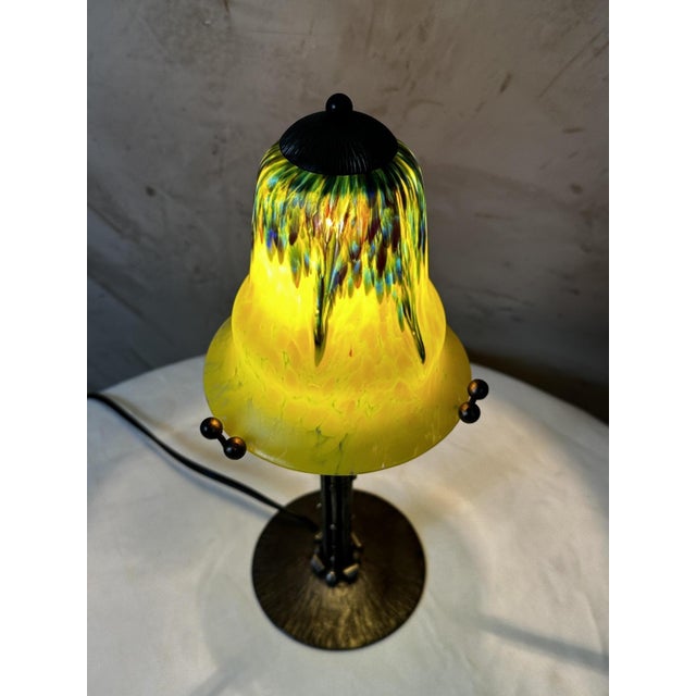 Art Deco Table Lamp in Frosted Glass, 1930s For Sale - Image 9 of 16