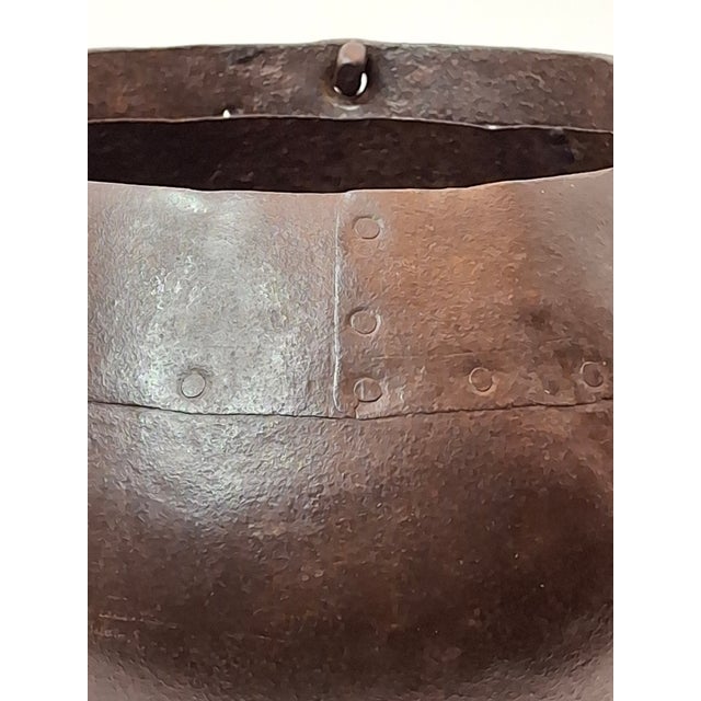 Antique 19th C Hand Forged Wrought Iron Well Bucket Riveted Strap Cauldron For Sale - Image 10 of 17