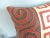 African Kuba embroidered patchwork textile pillow: Large square floor pillow with large swirl pattern and cotton backing....
