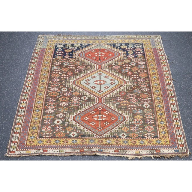 Antique Shirvan Rug 3'9'' x 4'11'' For Sale - Image 10 of 11