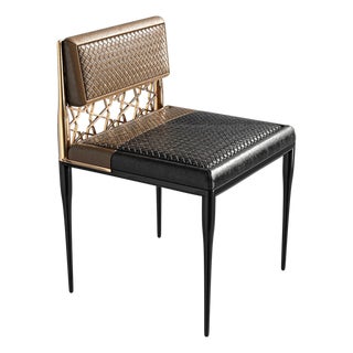 "Serenata" Chair, With Bronze, Stainless Steel, Tailor Made Leather For Sale
