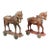 Pair of Monumental Indian Polychrome Carved Wood Horses on Wheels, 19th C. For Sale