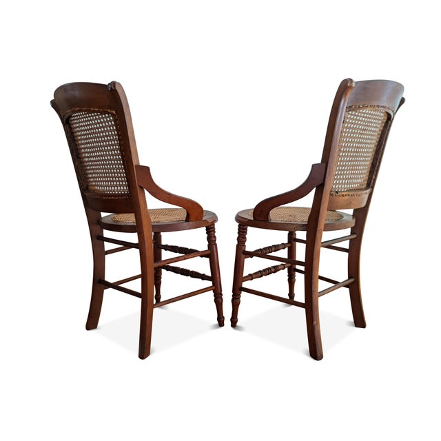Victorian Walnut Hand Caned Chairs a Pair Chairish
