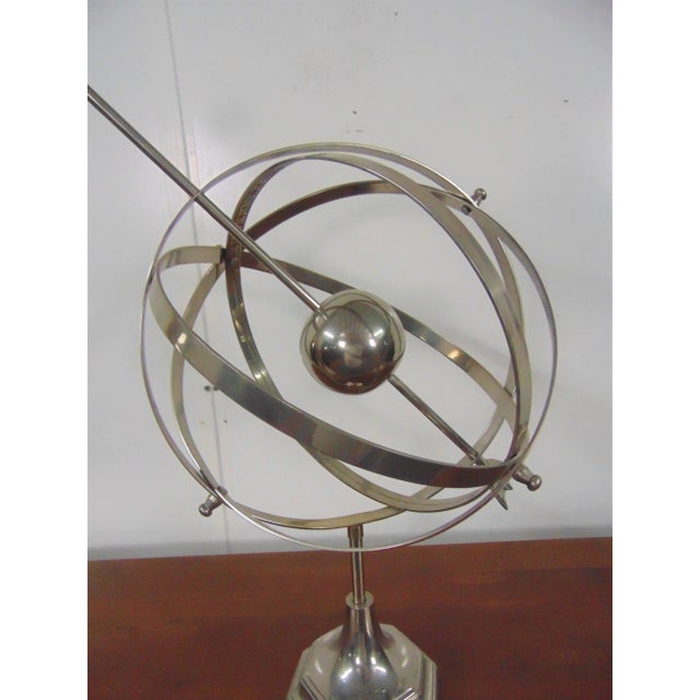 Mid Century Modern Astrological Sphere on base, steel with a chrome finish