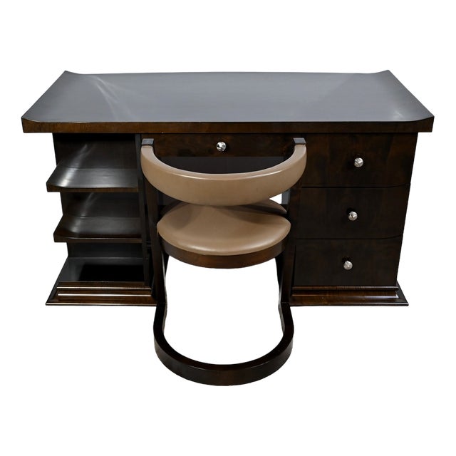 Desk and Armchair in Sycomore by Hugues Chevalier, 1980, Set of 2 For Sale