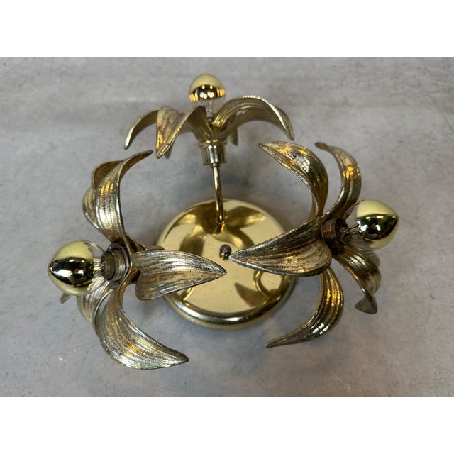 Hollywood Regency Vintage Hollywood Regency Flower Ceiling Lamp, 1970s For Sale - Image 3 of 9