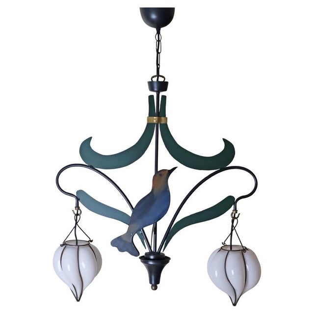 Nightingale Chandelier with Murano Glass Lanterns, 1980s For Sale - Image 13 of 13