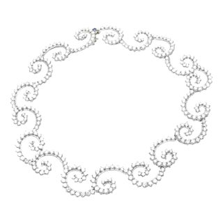 Vintage Angela Cummings Platinum & Diamond Swirl Necklace For Sale
