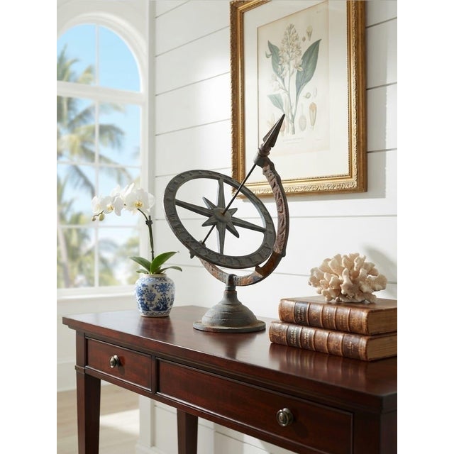 Charcoal Vintage Cast Iron Armillary Sphere Sundial With Arrow Gnomon For Sale - Image 8 of 12