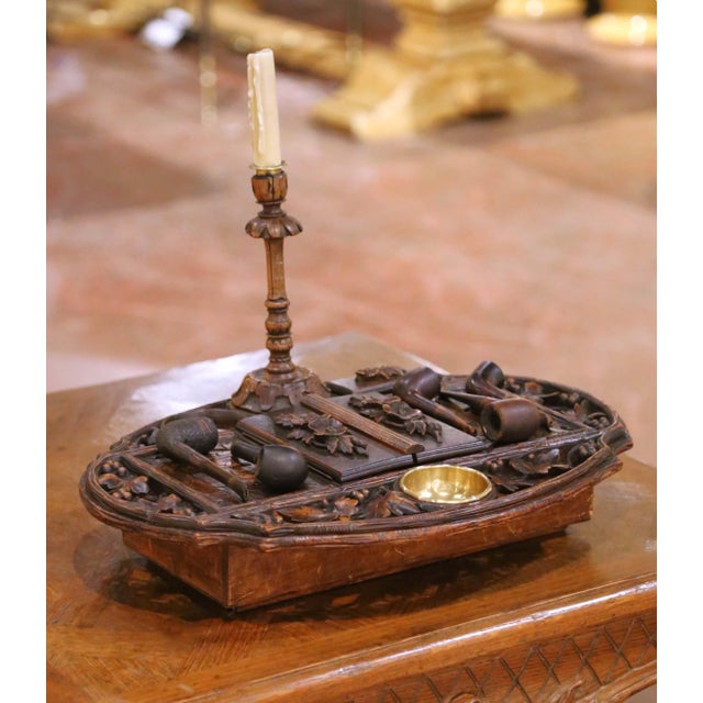 Decorate a desk, study or library with this elegant antique Black Forest smoker’s companion set. Crafted in France circa...