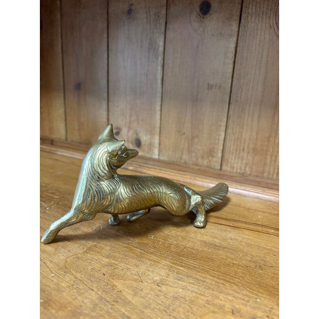 English Vintage Brass Fox Figure For Sale - Image 3 of 5