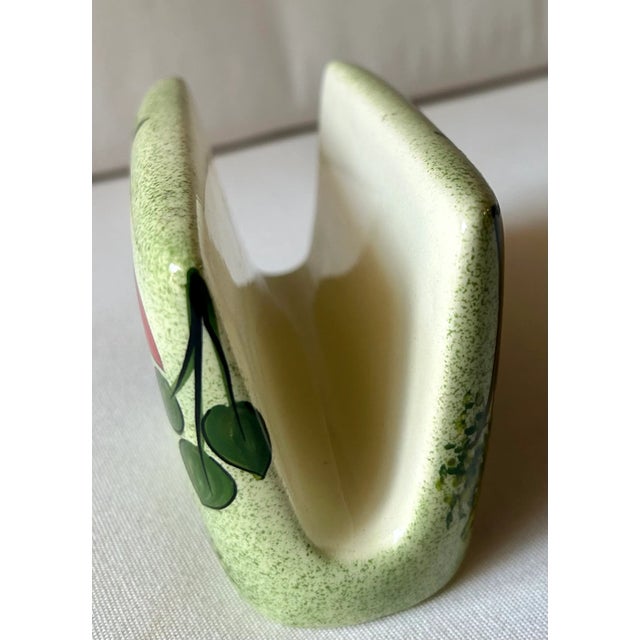 Ceramic Vintage Palm Beach Chic Hand Painted Toucan "El Paisaje" Napkin Holder, Signed by Artist For Sale - Image 7 of 11