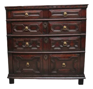 Antique Oak Moulded Front Chest of Drawers, 1700
