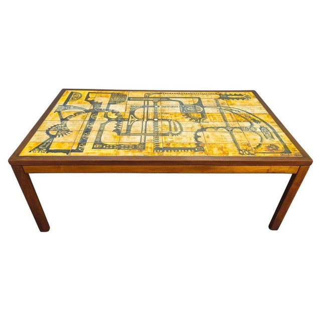 Wood and Tile Coffee Table attributed to Otto Detlefsen for Haslev, 1960s For Sale - Image 17 of 17