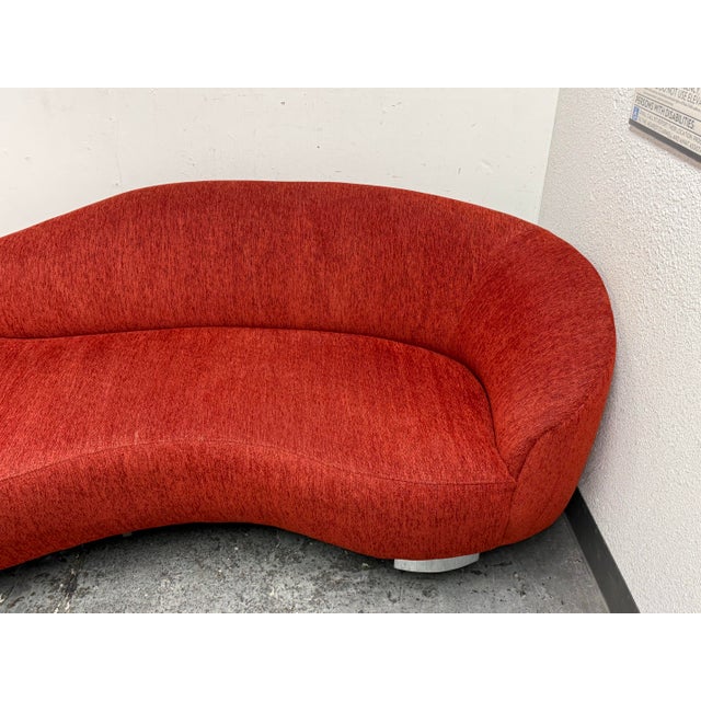 Ruby Red Vladimir Kagan Style Serpentine Mambo Sofa For Sale - Image 8 of 12