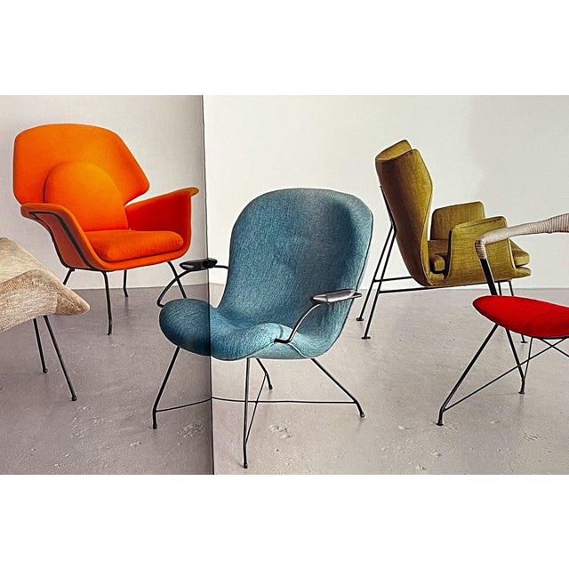 Pair of Armchairs Gray Fabric, Rosewood, & Metal, Carlo Hauner, 1950s - Lot 184 For Sale - Image 11 of 14