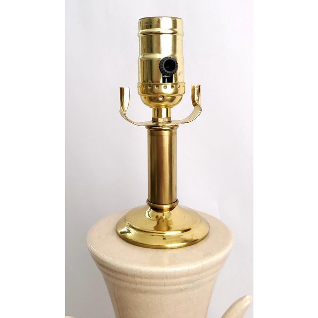 Wood 1960s Light Pink Fleshtone Chinese Porcelain Table Lamp Restored For Sale - Image 7 of 11