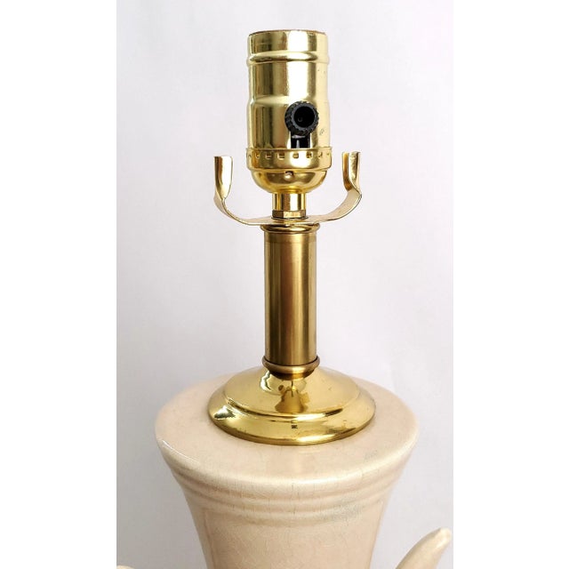 Wood Lamp Crackled Porcelain Restored For Sale - Image 7 of 11