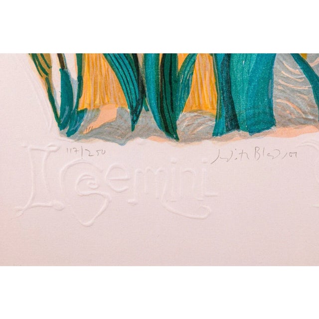 Mid 20th Century Gemini Zodiac Hand Signed Contemporary 117/250 Framed Lithograph by Judith Bledsoe For Sale - Image 4 of 9