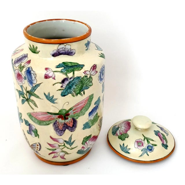 Large Ginger Jar With Butterflies For Sale In Miami - Image 6 of 12