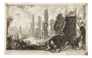 Giovanni Battista Piranesi, Vew of the Remains of the Mausoleums, Original Eau-Forte Etching, 1800s