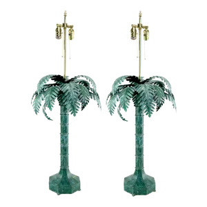 Pair of Vintage Palm Tree Table Lamps, Metal