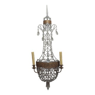 Louis XVI Style Crystal Sconces - a Pair For Sale