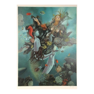 Goddess of the Sea, Israel Rubinstein Lithograph and Screenprint on Arches, Signed and Numbered in Pencil For Sale