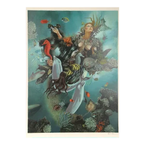 Goddess of the Sea, Israel Rubinstein Lithograph and Screenprint on Arches, Signed and Numbered in Pencil