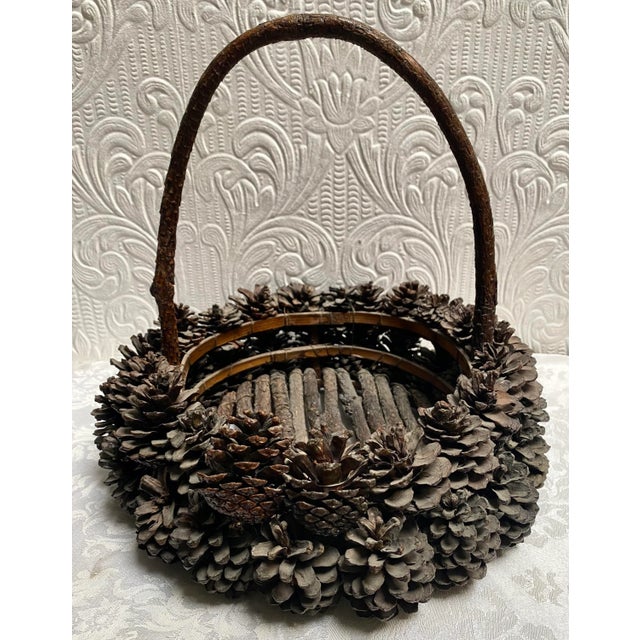 Adirondack Arts and Crafts Hand Made Pine Cone Basket For Sale - Image 10 of 10