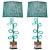 Italian Silver Color Nickel With Aqua Blue Murano Glass Swirls Lamps - a Pair - in Showroom For Sale - Image 11 of 11