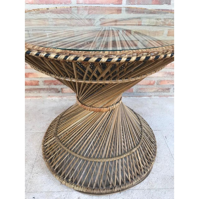 Spanish Bamboo & Glass Coffee Table, 1950s For Sale - Image 4 of 12