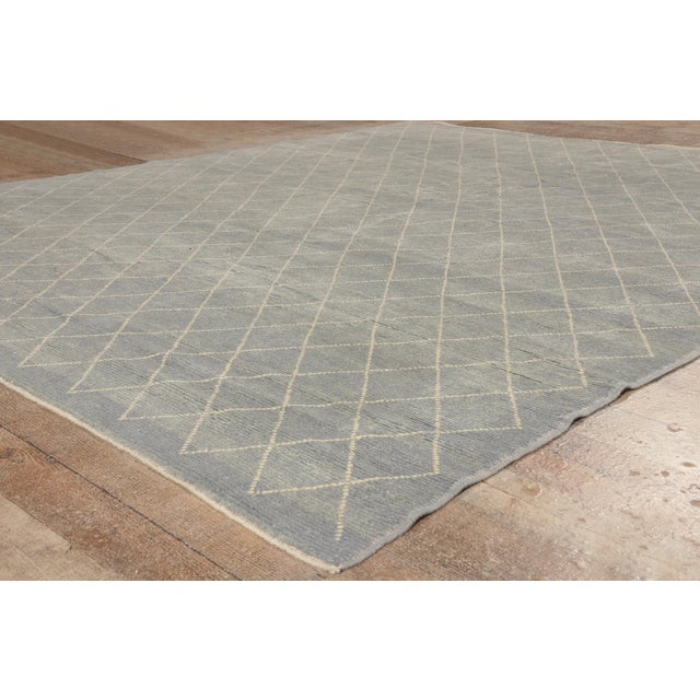 Baby Blue Contemporary Turkish Moroccan Rug, 07'11 X 09'05 For Sale - Image 8 of 10