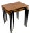 Mid-20th Century MCM Stacking Tables Walnut Veneer Tops Brass and Ebonized Legs Set of 3 For Sale