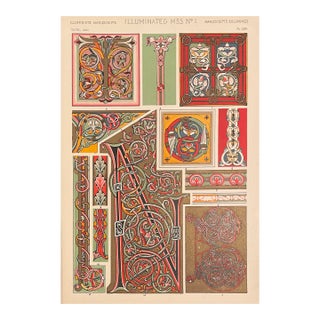Illuminated Manuscript From Grammar of Ornament Chromolithgraph by Owen Jones For Sale