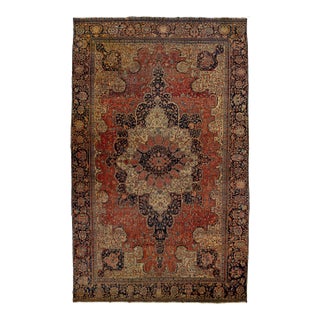 Oversized Antique Persian Farahan Red Wool Rug Featuring a Medallion Design For Sale