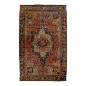 Oversized Antique Persian Farahan Red Wool Rug Featuring a Medallion Design