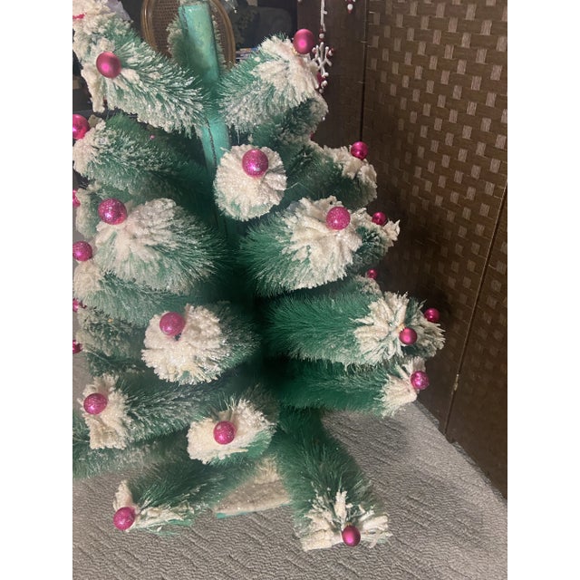 Glass Vintage Bottle Brush Large Christmas Tree Mercury Glass Ornaments 46.5 Inch For Sale - Image 7 of 13