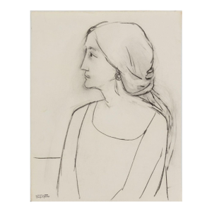 Manfred Schwartz Portrait of a Woman Charcoal
