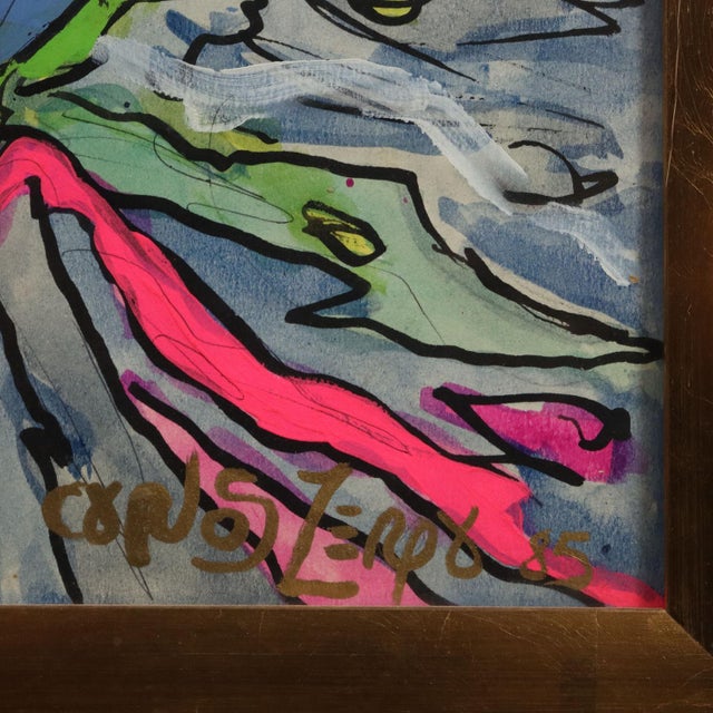 Carlos Zerpa, Composition, Acrylic on Cardboard, 1985 For Sale - Image 9 of 14