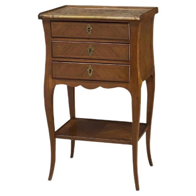 French Louis XV Rosewood and Marble Side Table For Sale